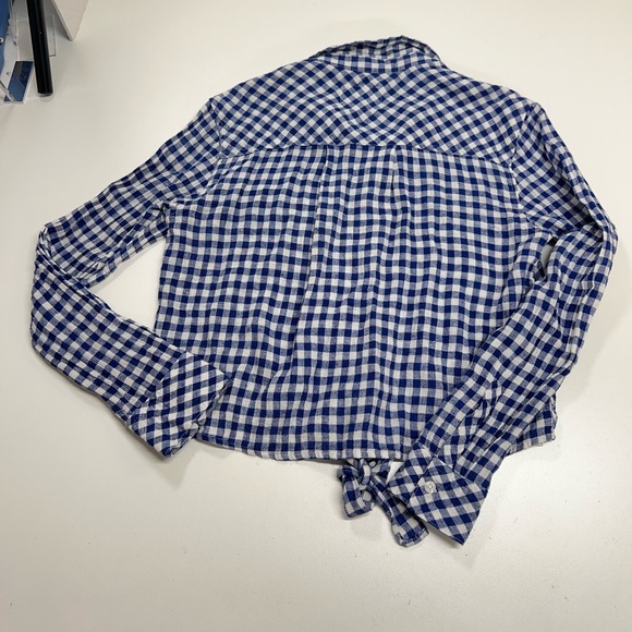 Rails Women's Blue Gingham Val Linen Blend Tie Front
Blouse Size XS Long Sleeve - Picture 4 of 15